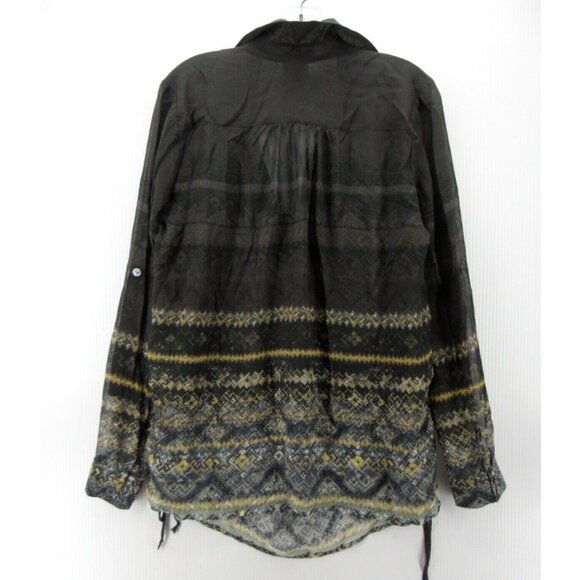 Da Nang Top Small Silk Tunic Blouse Southwestern Boho Sheer Roll Tab - Picture 7 of 11